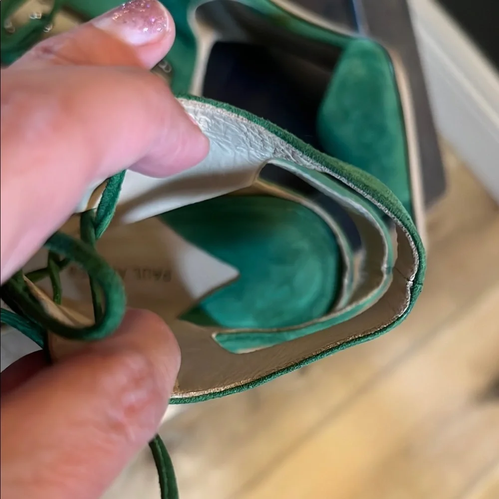 🛑 1 hour sale. Paul Andrew, Green suede heels, laces at ankles, size 37 - Picture 11 of 12